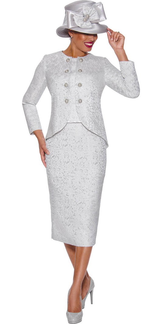 GMI - 9942 - Silver - Jacquard 2pc Skirt Suit