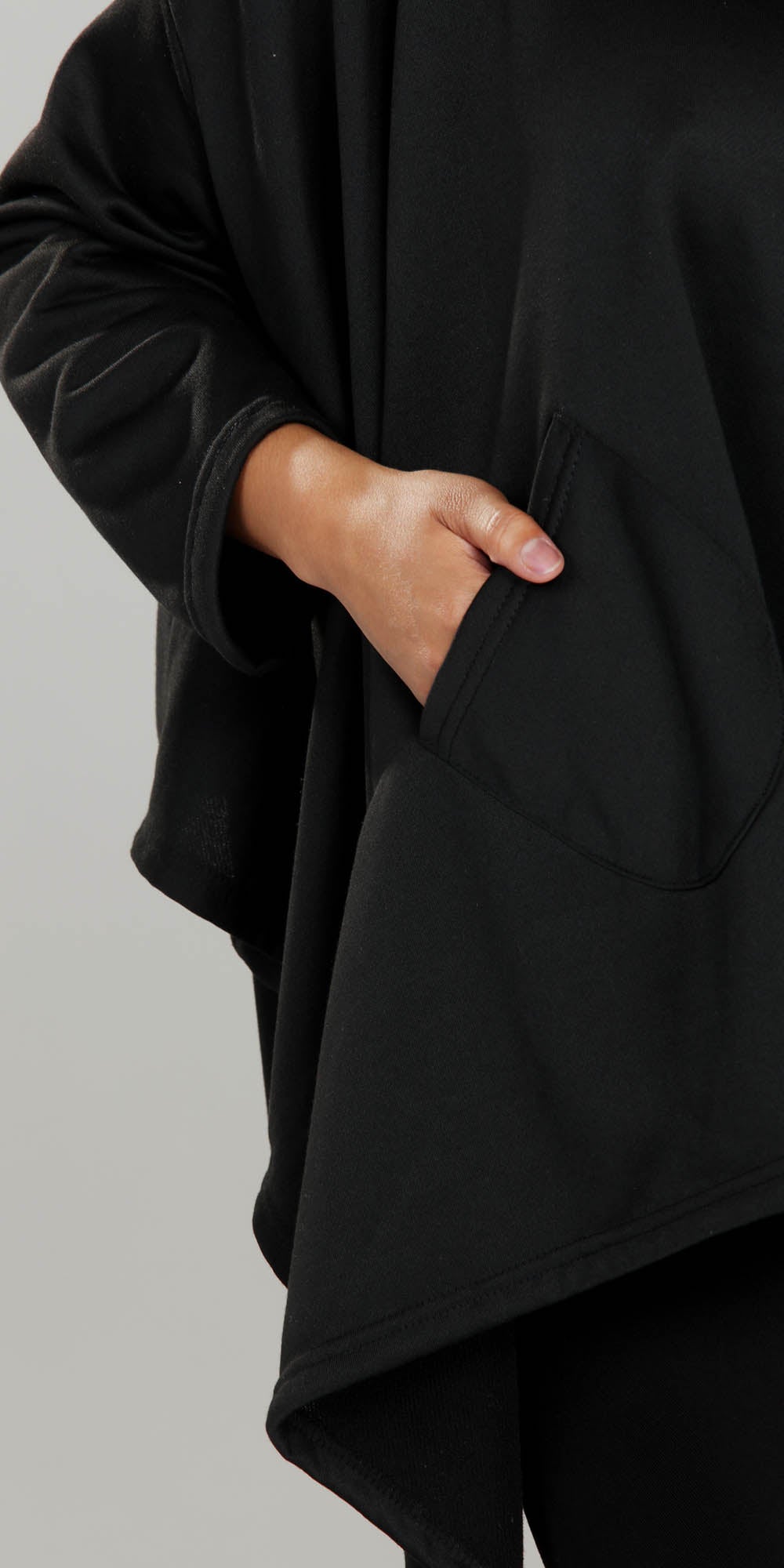 Luxe Moda - LM215 - Black - Hooded Knit Poncho