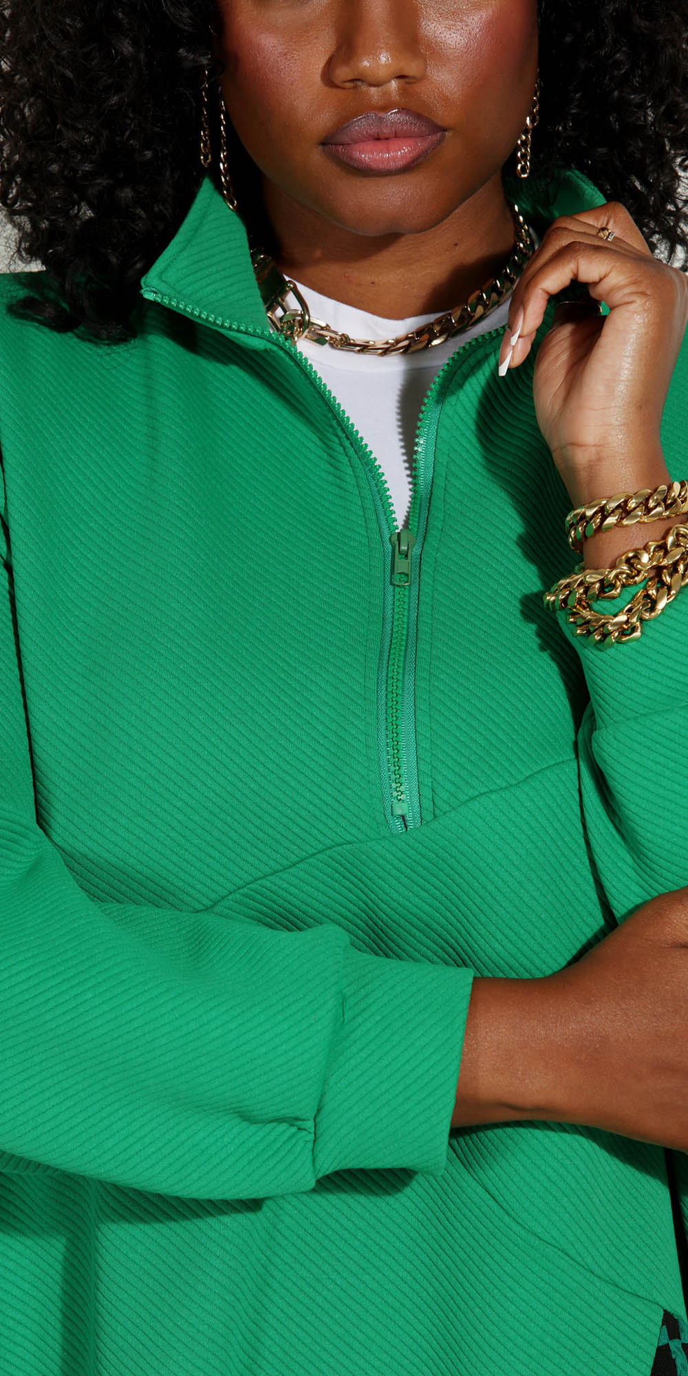 Luxe Moda - LM219 - Green Black - Print Knit Zip Collar Dress