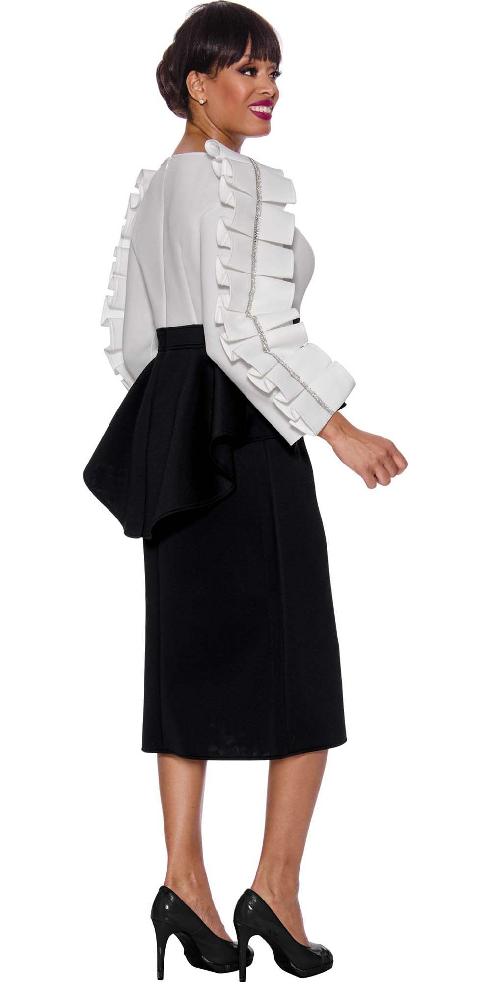 Stellar Looks - 1771 - Black White Two-tone Scuba Dress