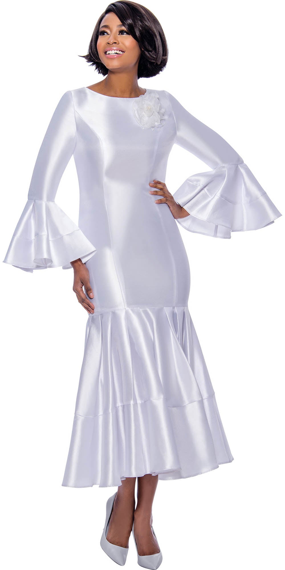 Terramina - 7764 - White - Drop-waist Dress