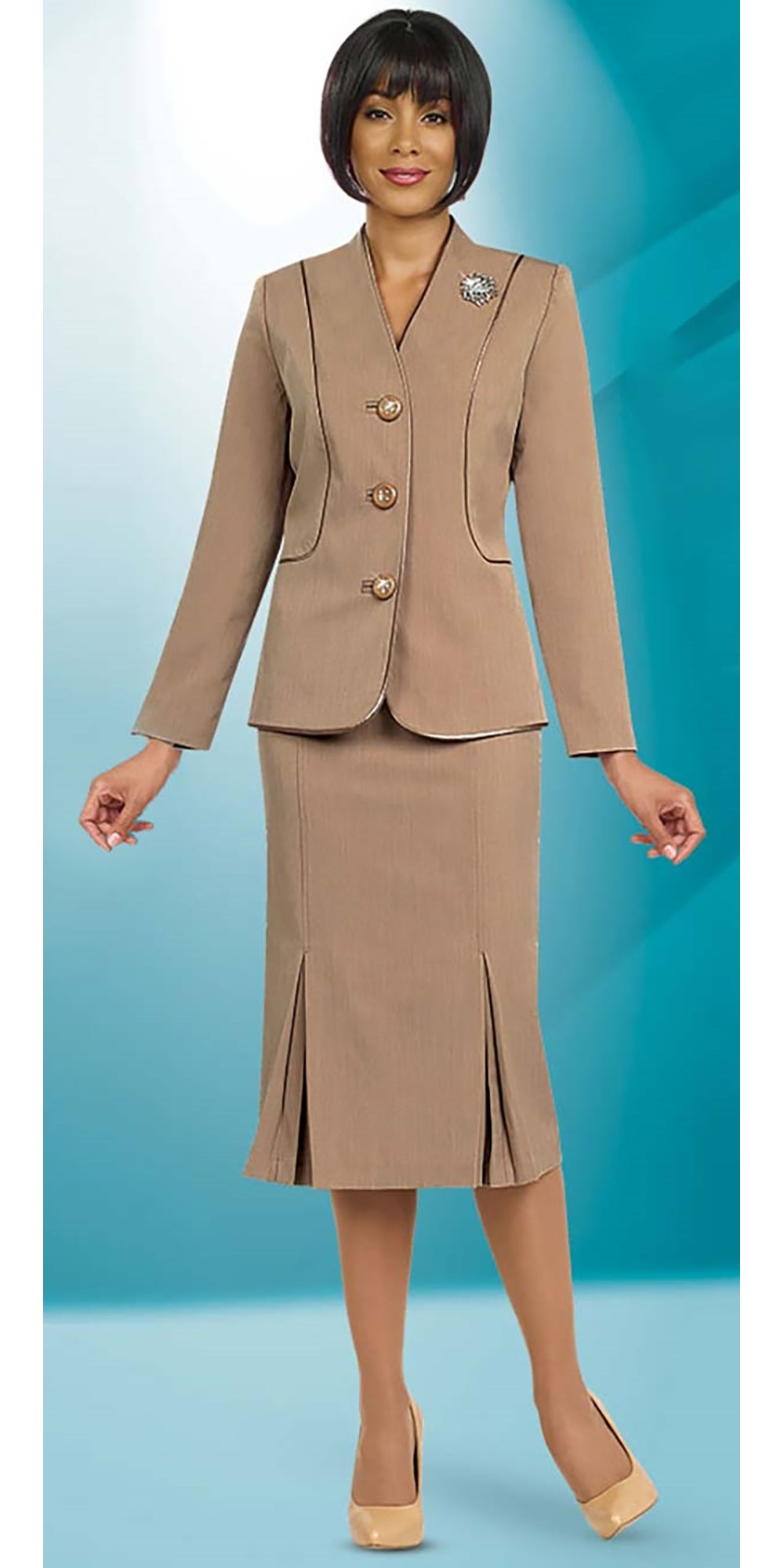 Ben Marc 78098EXE - Taupe - 2 PC Skirt Suit