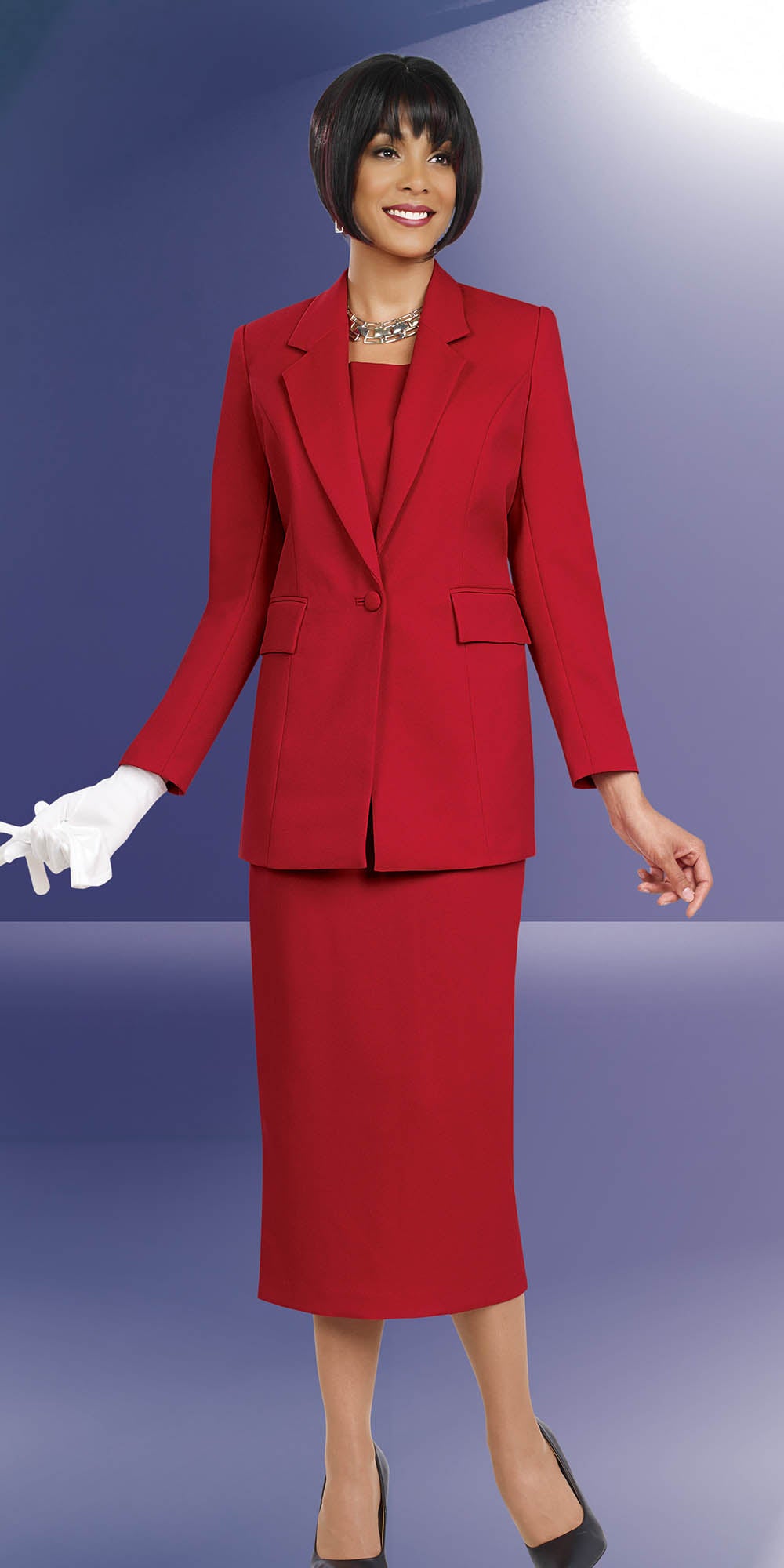 Ben Marc 2295-Red - Two Piece Notch Lapel Womens Suit