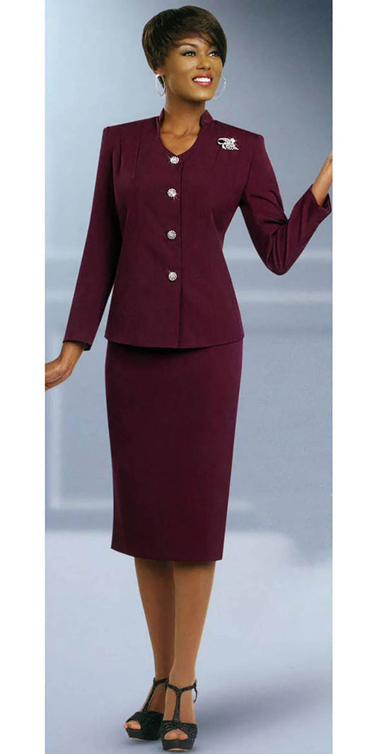 Ben Marc 78096EXE-Burgundy- Two Piece Modern Style Suit For Women