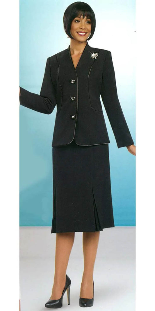 Ben Marc 78098-Black- Modern Styled Suit For Women With Godet Skirt
