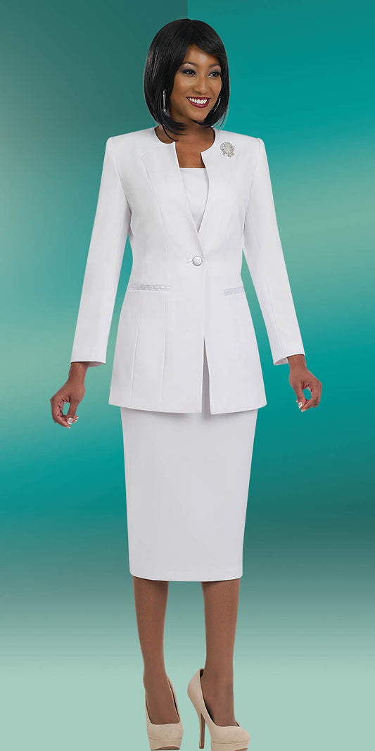 Ben Marc 78099-White - Modern Style Suit For Women