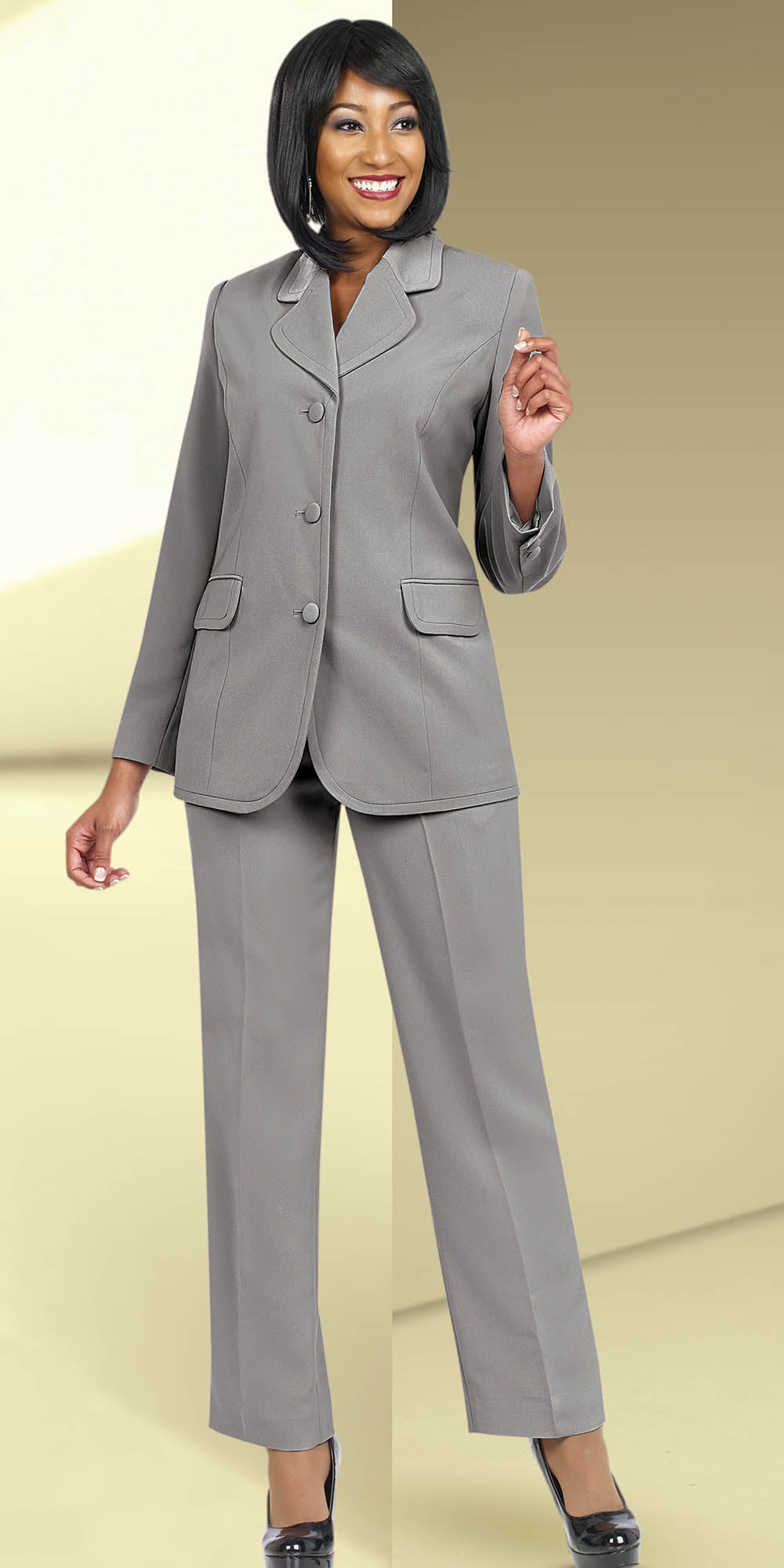 Ben Marc Executive 10495-Silver - Womens Uniform Pant Suit