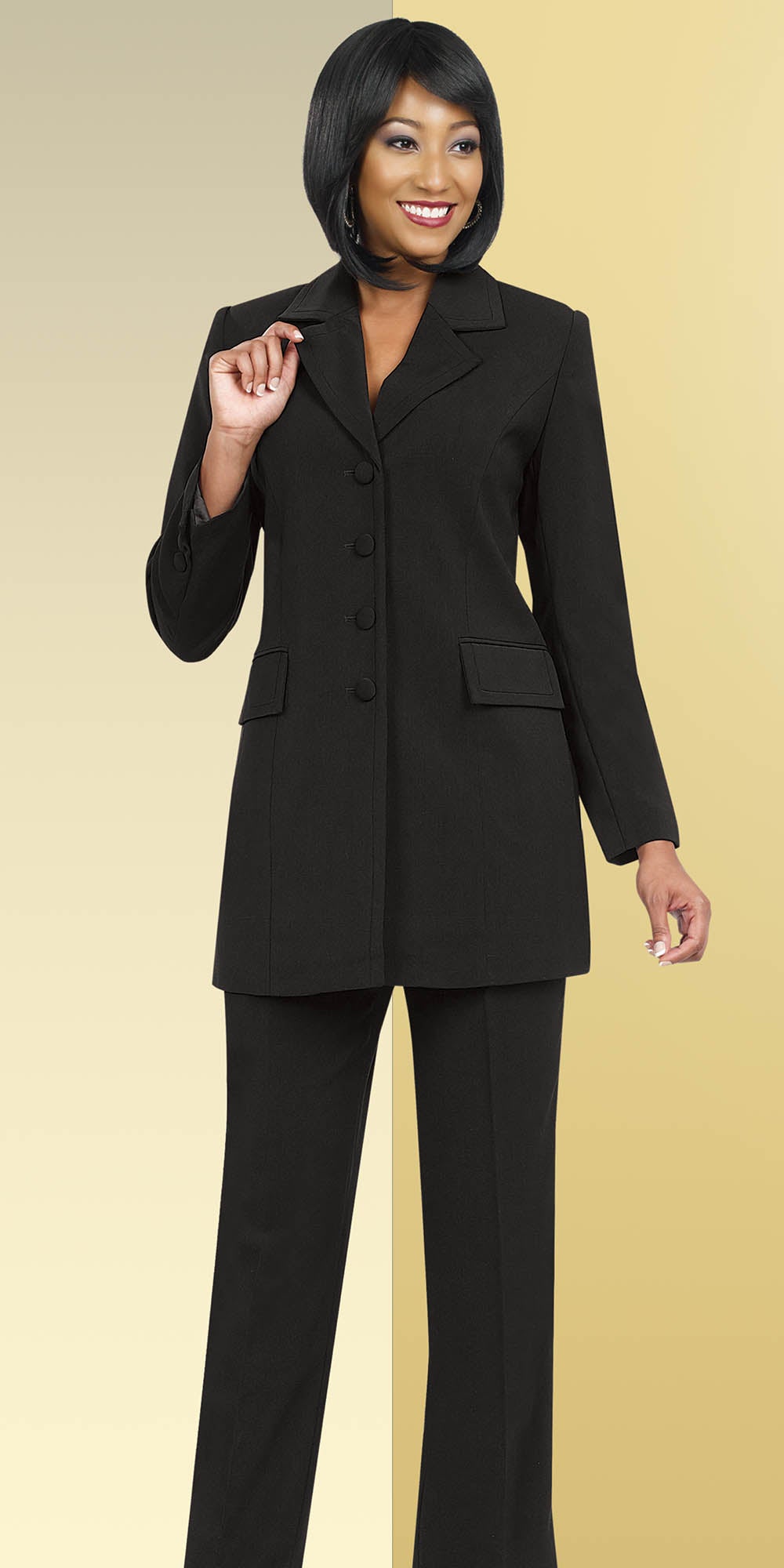 Ben Marc Executive 10496-Black- Womens Pant Suit Business Uniform