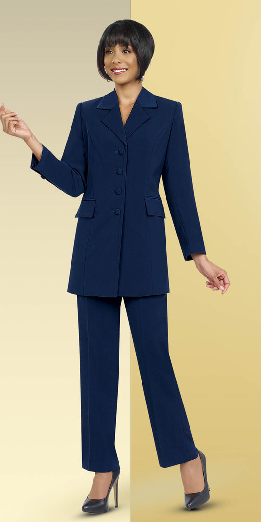 Ben Marc Executive 10496-Navy - Womens Pant Suit Business Uniform