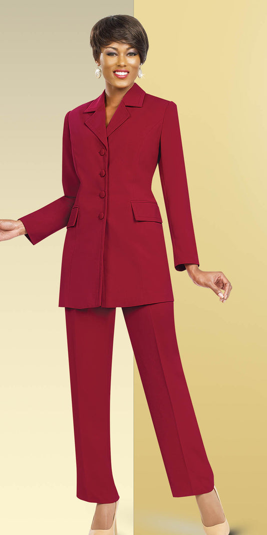 Ben Marc Executive 10496-Red - Womens Pant Suit Business Uniform