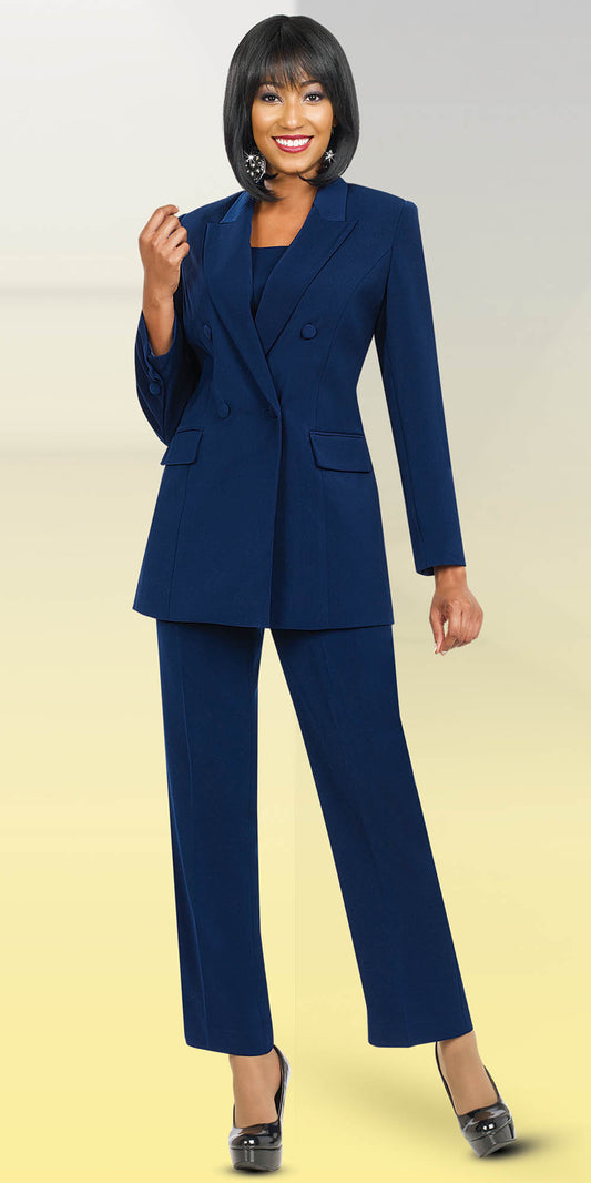 Ben Marc Executive 10498-Navy - Double Breasted Pant Suit For Women