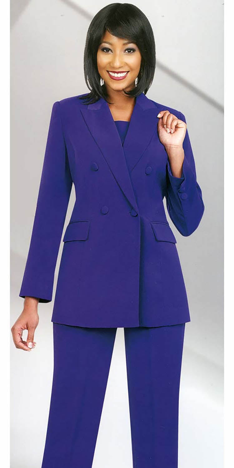 Ben Marc Executive 10498-Purple - Double Breasted Pant Suit For Women