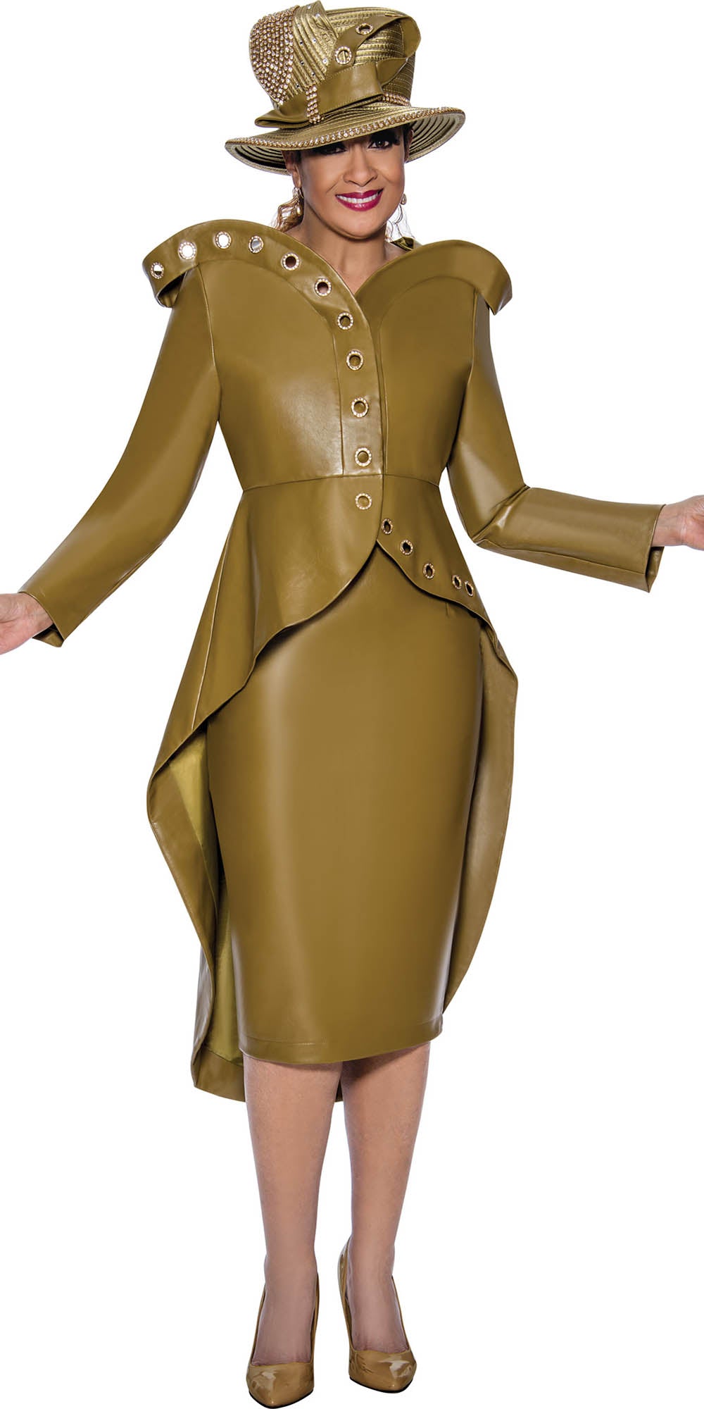 DCC - DCC4852 - Olive Leatherette 2pc Skirt Set with Grommets