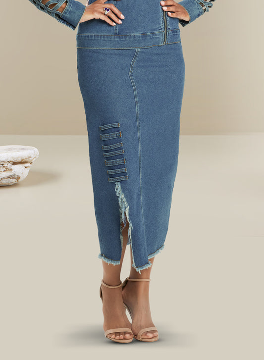 DV Jeans - 8471S - High Quality Washed Stretch Denim Skirt