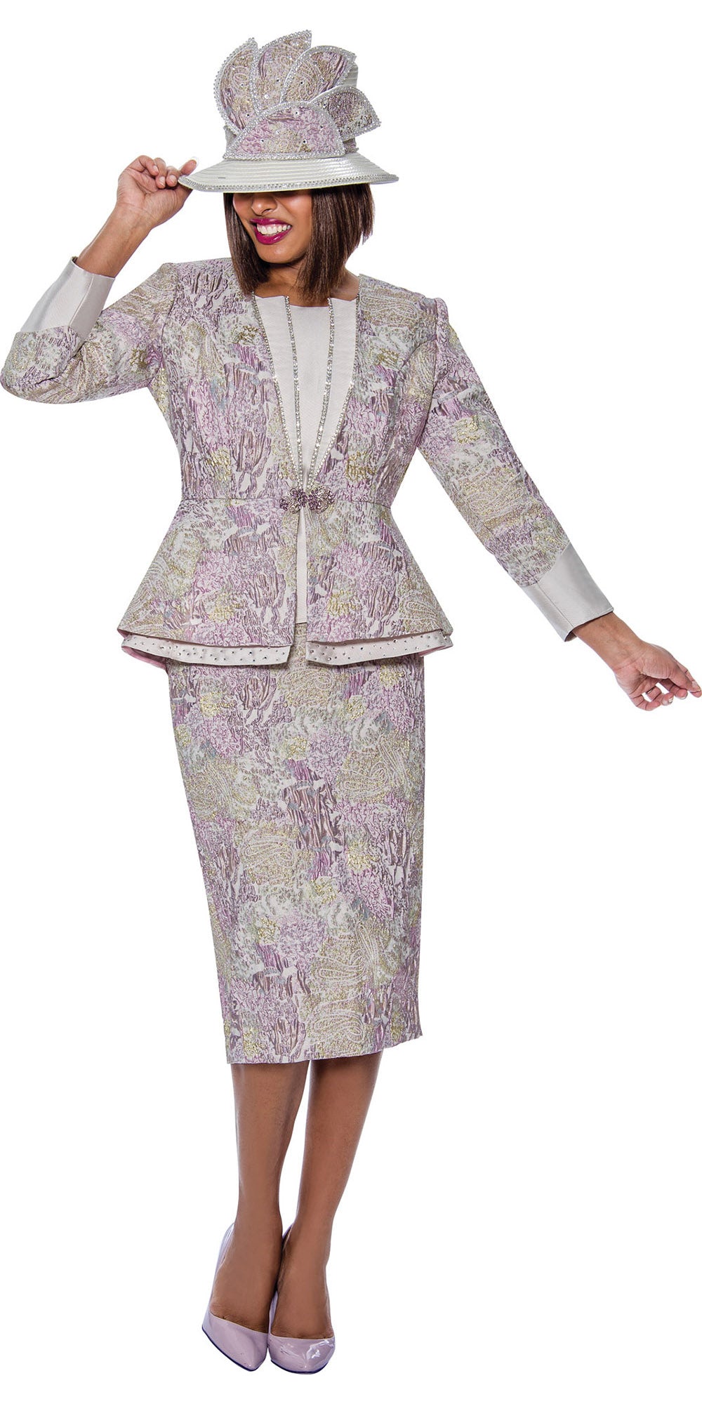 Divine Queen - DQ1943 - 3PC Jacquard Skirt Suit