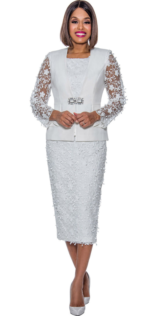 Divine Queen - DQ2023 - 3PC Skirt Suit with Embellished Mesh Sleeves
