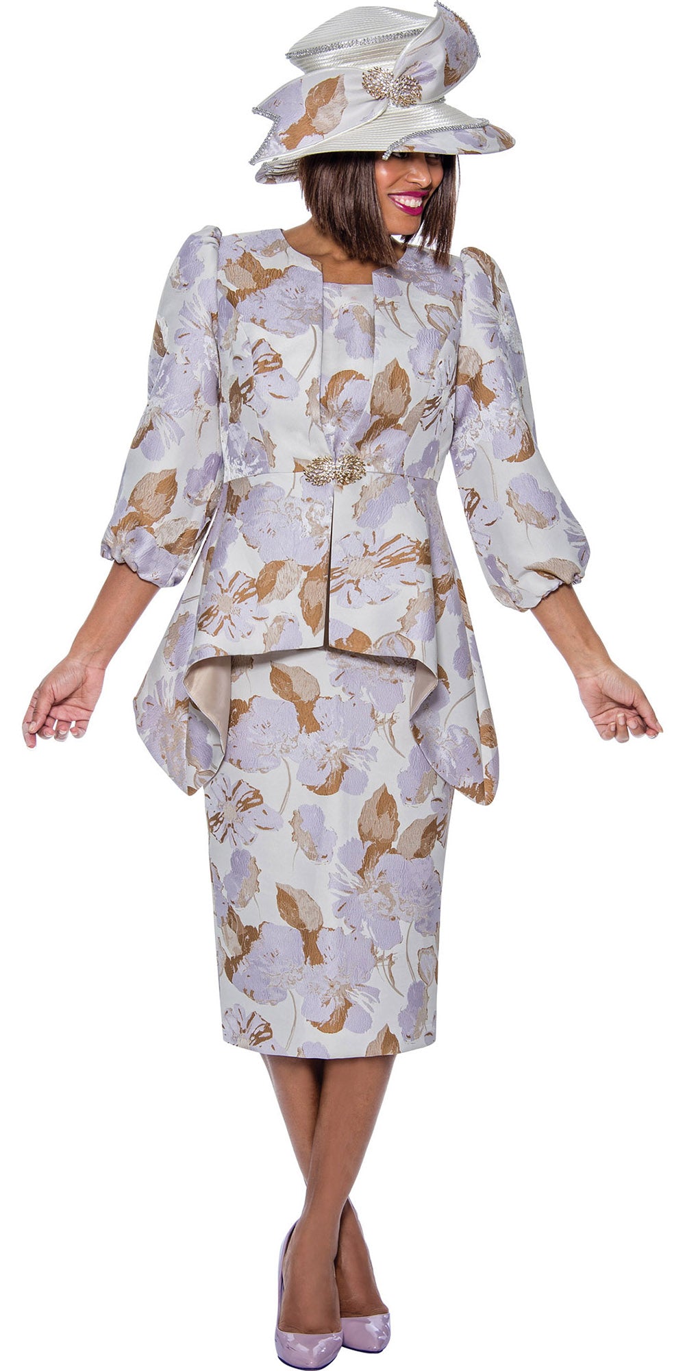 Divine Queen - DQ2083 - 3PC Floral Print Skirt Suit