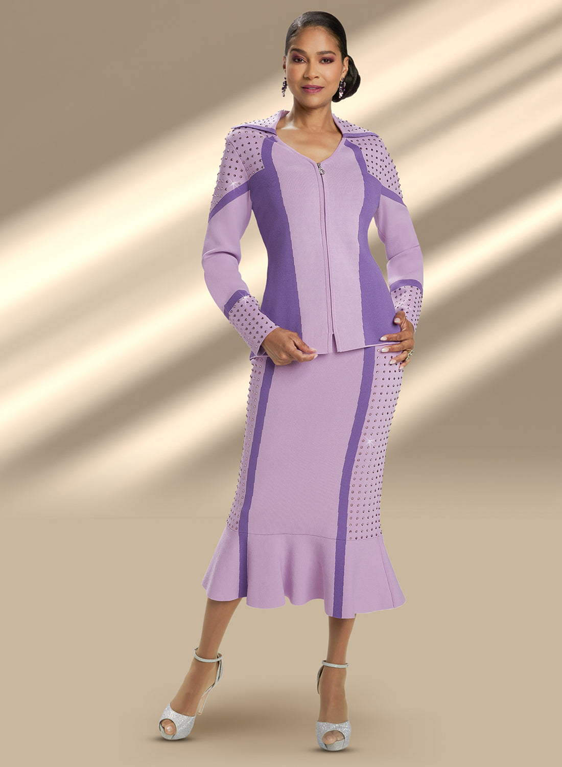 Donna Vinci 13362 - 2 PC Skirt Suit with Exclusive Knitted Yarn and Rhinestones