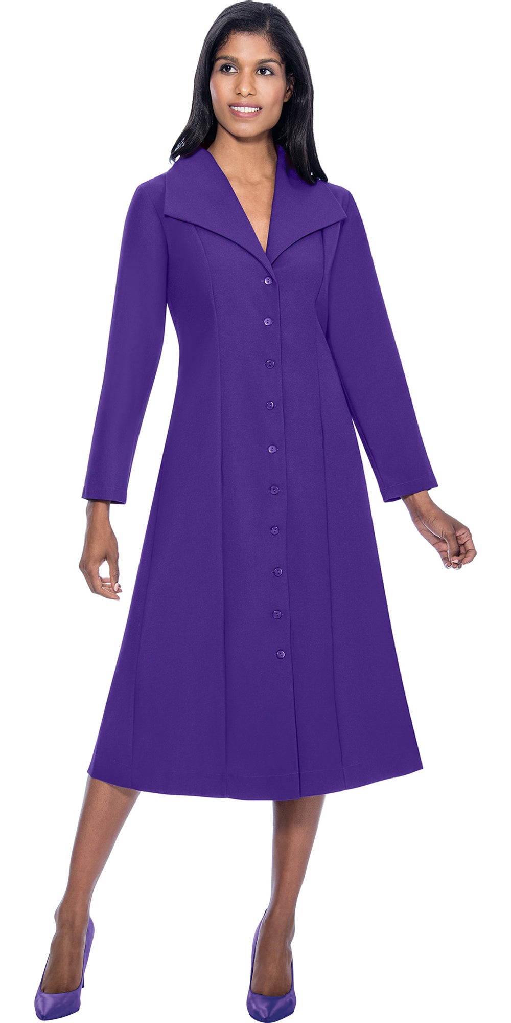 GMI G11573-Purple - Wide Collar One Piece Church Dress