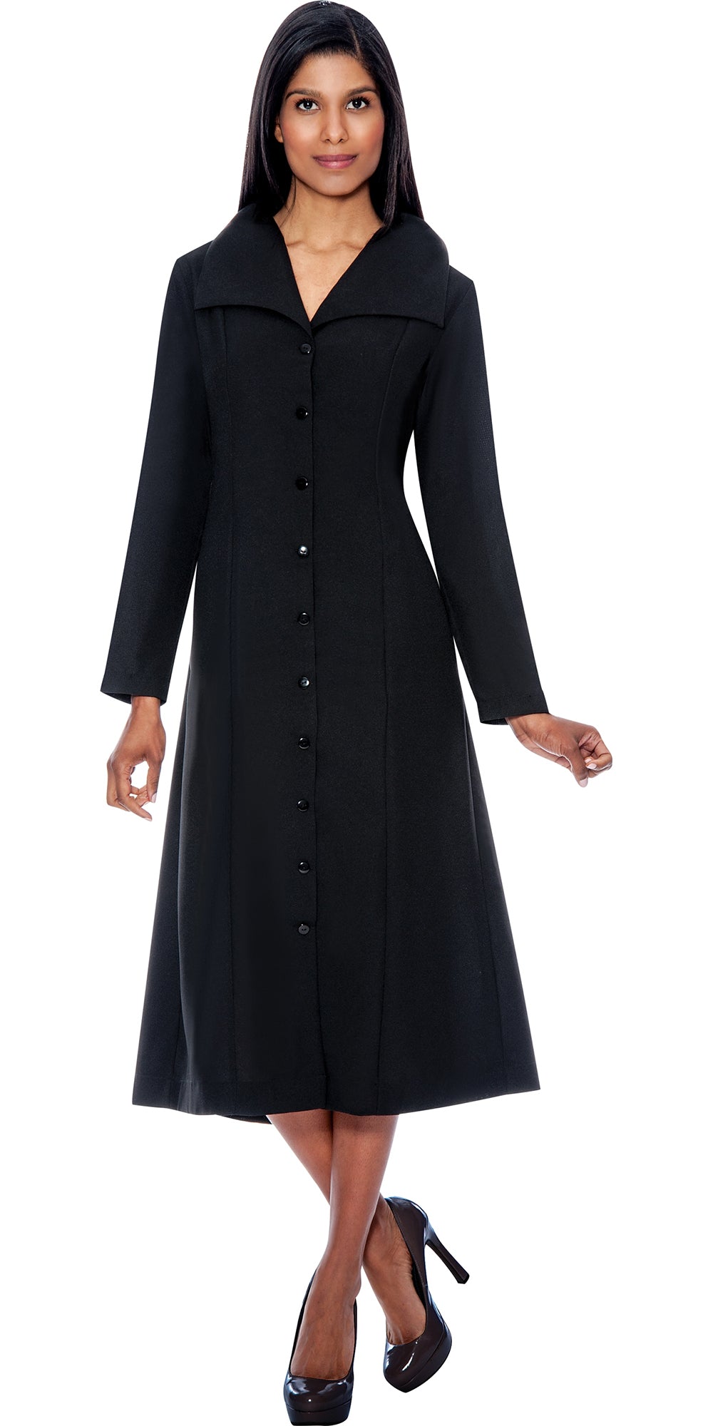 GMI G11573-Black - Wide Collar One Piece Dress For Church