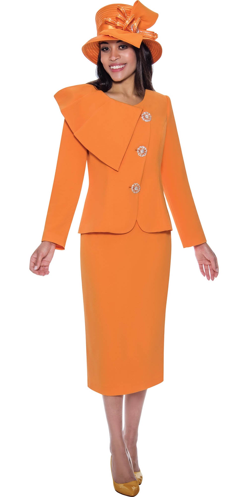 GMI G9782 - Orange 2PC Scuba Fabric Skirt Suit