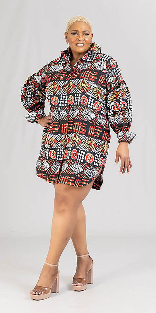KaraChic - 7738-576 - African Print Button Front Dress