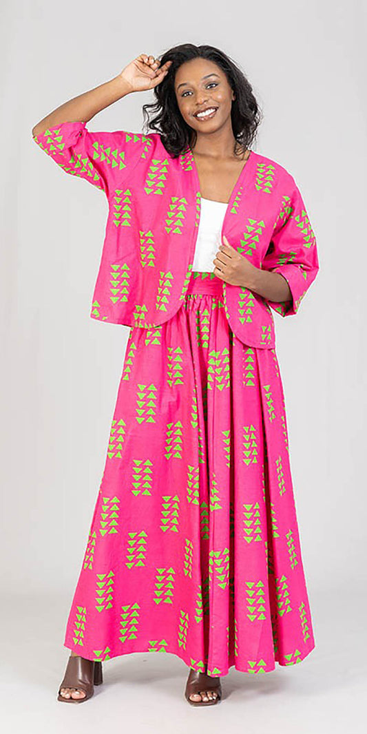 KaraChic 7744-582 - 2 PC Skirt Set in African Style Print