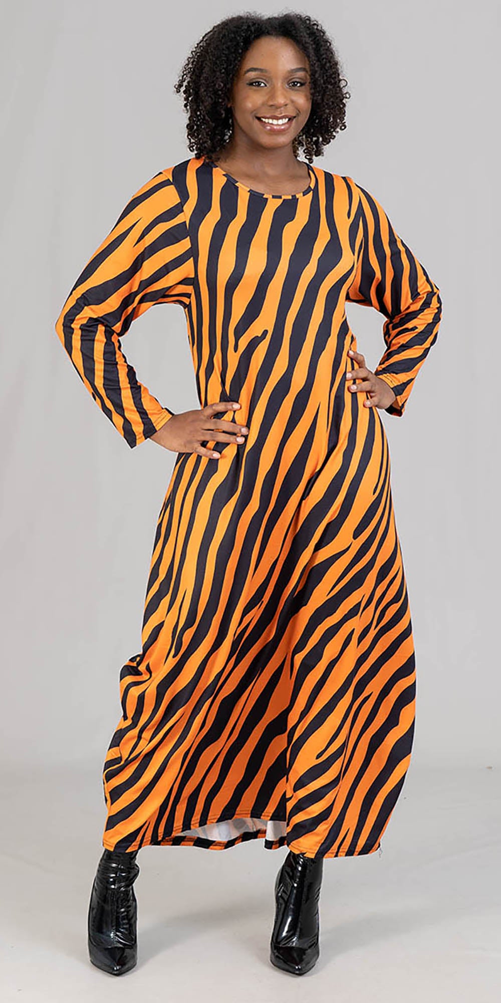 KaraChic CHH21071 - Animal Print Long Sleeve Maxi Dress