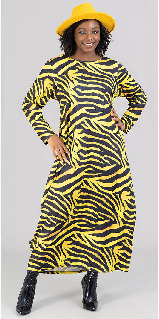 KaraChic KAR-CHH21076 - Long Sleeve Knit Animal Print Maxi Dress