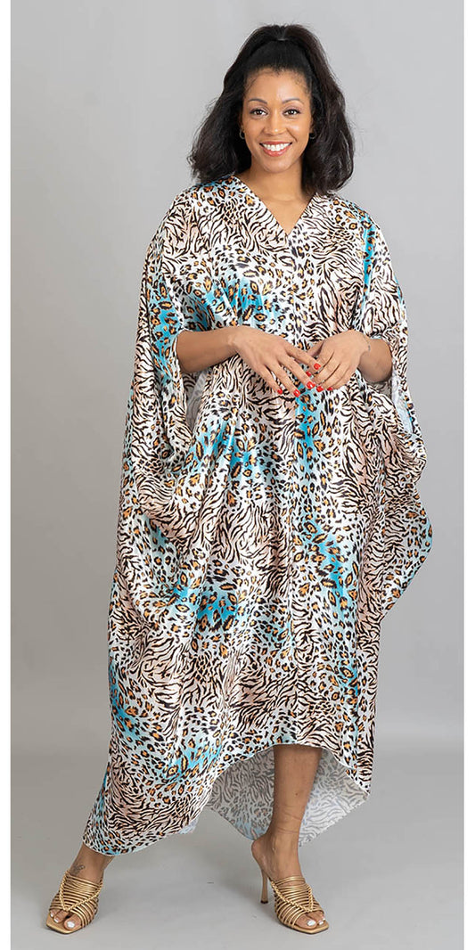 KaraChic - CHH22096 - Animal Print Knit Kaftan Dress