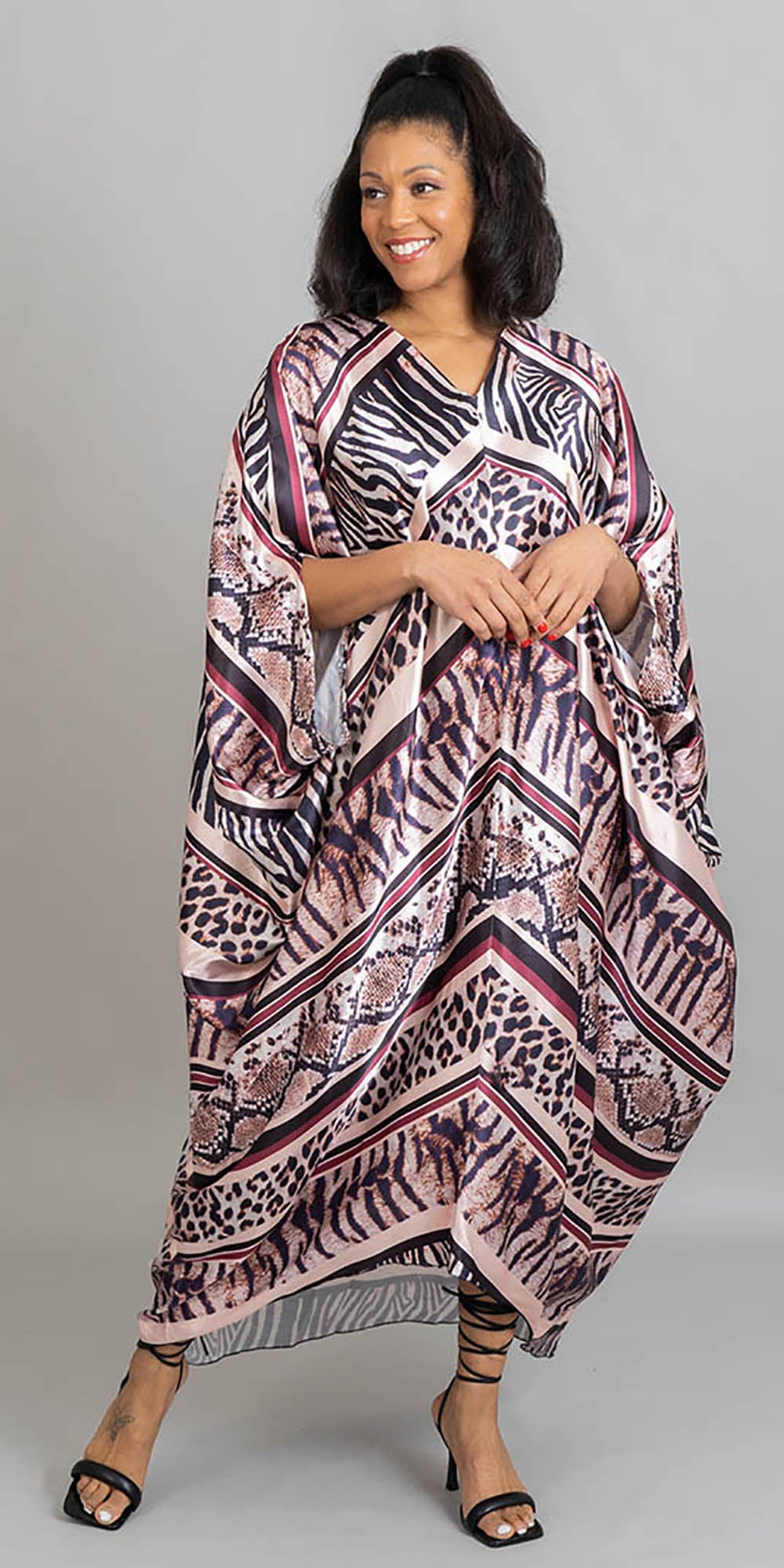 KaraChic - CHH22099 - Multi Print Knit Kaftan Dress