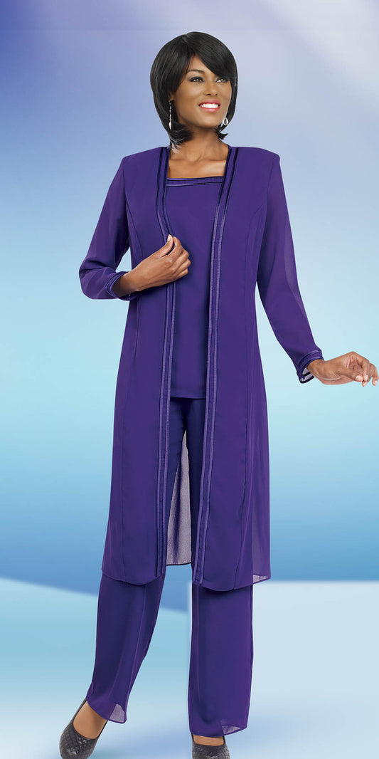 Misty Lane 13062-Purple - Three Piece Womens Pant Suit
