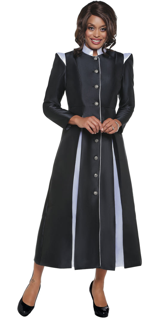 Regal Robes RR9131-Black White Church Robe With Contrast Pleats